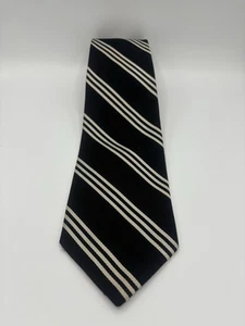 BROOKS BROTHER Silk Navy W/ White Stripes Tie- Made in USA -998 - Picture 1 of 4