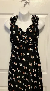 Neu mit Etikett Gap Damen-Maxikleid schwarz Blumen Größe XS gesmokt - Bild 1 von 9