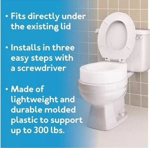Carex WC-Sitzerhöhung länglich Toilettensitzerhöhung ergänzt 3,5" FGB306C1 weiß - Bild 1 von 6