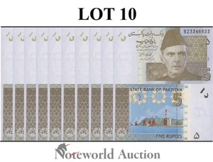 PAKISTAN 5 Rupees 2008 P 53a Lot 10 pcs 1/10 Bundle UNC - Picture 1 of 4