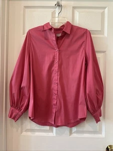 Chicos Size 1 (10) Poplin Shirt Billow Sleeve Too LS NWT French Rose - Picture 1 of 5