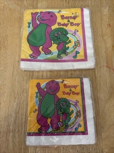 Barney 2 Sealed Packages Of 16 Napkins New Old Stock Baby Bop 9x9 13x13 USA - Picture 1 of 4