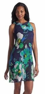 Jessica Howard Sleeveless Blue Floral Pleated Dress Size 12 NWT - Bild 1 von 6
