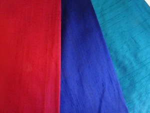 SILK SHANTUNG-3 PIEZAS-AZUL REAL, AQUA, FUCSIA-LIGERO-NUEVO Y LIMPIO - Imagen 1 de 6
