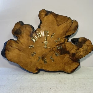 Vintage Wall Clock 22”x 16” California Fig Wood Epoxy Live Edge MCM Tree Stump - Picture 1 of 3
