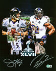 Ravens Ray Lewis And Joe Flacco Authentic Signed 11X14 Collage Photo Bas Witnessed