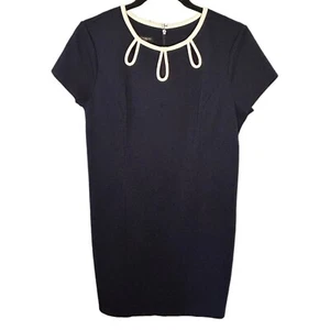 Talbots Navy White Nautical-Trim Ponte Shift Dress Career Women Petite 10P NWOT - Picture 1 of 9
