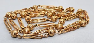 CADENA DE ESLABONES DE LUJO DE ORO DE 9 QUILATES DE COLECCIÓN 22" BOLA ACANALADA CON SELLO Y CADENA ESPIRAL 15,7 - Imagen 1 de 10