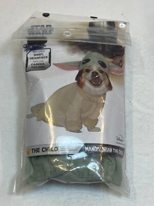 Star Wars Medium Dog Costume Halloween Mandalorian The Child w/ Shirt Yoda Ears - Picture 1 of 2