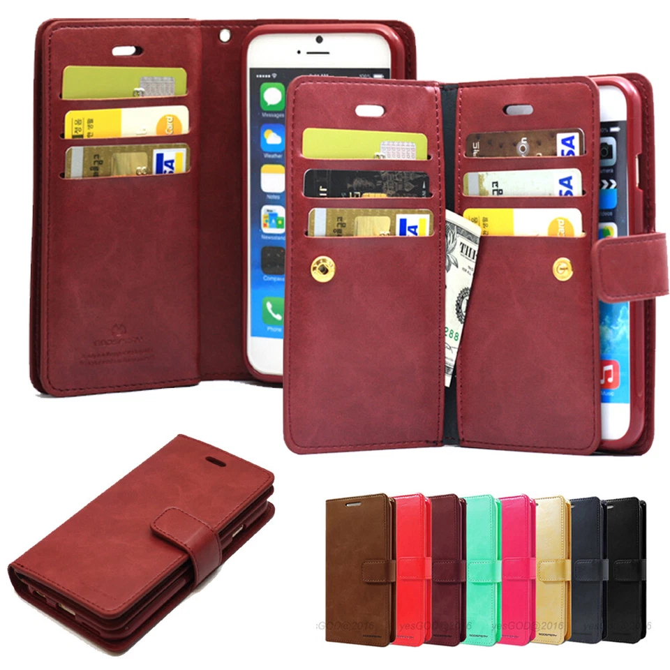 Goospery Double Leather Wallet Case Cover For Apple iPhone 11 6S 7 8 Plus XS Max - Image 1 of 4