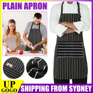 Plain Apron Bib Washable Pocket Butcher Waiter Chef Kitchen Cafe Cooking Craft - Picture 1 of 11