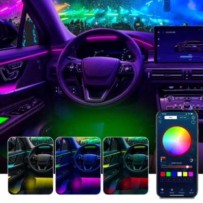 Двухзонные светодиодные автомобильные атмосферные светильники RGB украшение интерьера полоски для ламп - Изображение 1 из 4