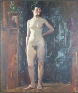Ancien Tableau "Académie de Femme" Peinture Huile Nu Antique Painting Nude Woman