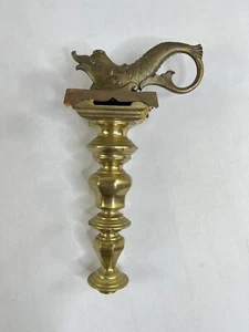 Vtg Art Nouveau Brass Fish Dolphin Serpent Lamp Base Weird Oddity Rare Art - Picture 1 of 8