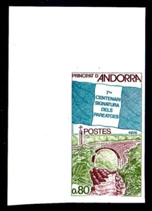 Fr. Andorra, 1978, Sc. #261, Flag and Valira River Bridge, imperf., MNH. - Picture 1 of 1