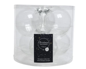 6 Weihnachtskugeln 8cm Glas Christbaumkugeln Weihnachtsbaumkugeln transparent - Bild 1 von 1