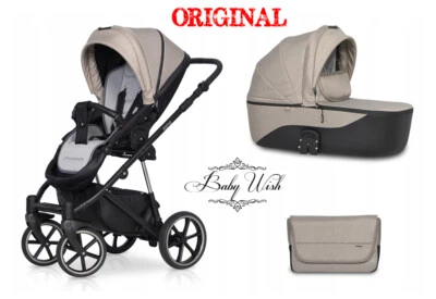 RIKO SIDE BABY PRAM STROLLER  3in1 CARRYCOT + PUSHCHAIR + CAR SEAT - Image 1 of 4