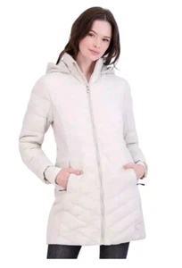 Chaqueta acolchada larga con capucha Spyder blanca sin límites talla mediana color Moonbeam - Imagen 1 de 7
