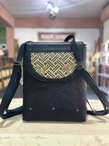 women backpack Rattan with Bamboo Weaves - Picture 1 of 8
