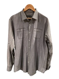 Michael Brandon Long Sleeve Button Up Collared Shirt Gray Mens Size XL EUC - Picture 1 of 10