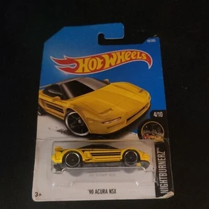 '90 Acura NSX * Yellow * 2017 Hot Wheels Nightburnerz 4/10 94/365 New On Card - Picture 1 of 4