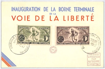 BELGIUM WW2 Liberation Card *BASTOGNE* (USA Military) Stamps 1947 AUTOGYRO PX222 - Image 1 of 4