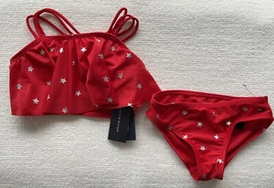 Tommy Hilfiger Girl’s Two Piece Red Stars Bikini Set Size 6X UV Protection 50+ - Picture 1 of 7