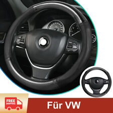 Produktbild - Lenkradbezug Auto, Lenkradbezug Leder 37-38cm Anti Rutsch Schwarz für VW Golf 