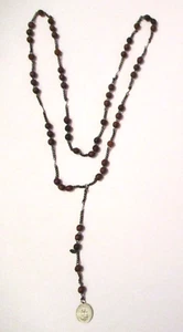 VINTAGE CATHOLIC RELIGIOUS CHRISTIAN ROSARY turned NECKLACE ~ ST. JOSEPH GARDIEN - Picture 1 of 3