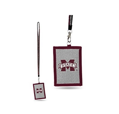 NCAA Mississippi State Bulldogs Beaded Gem Lanyard with ID Wallet Cover
