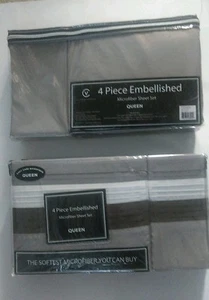victoria classics 4 piece embellished microfiber sheet set - Picture 1 of 1