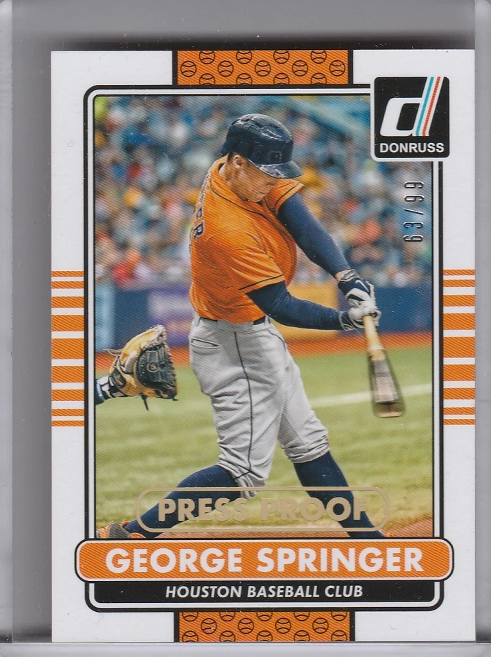 2015 PANINI DONRUSS #93 GEORGE SPRINGER PRESS PROOF HOUSTON ASTROS 63/99 4048 - Image 1 of 1
