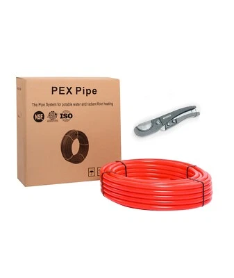 EFIELD NSF Certified Pex Pipe 1/2" x 100ft  Red for Potable Water & Cutter - Image 1 of 4