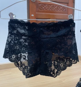 Vintage Black Nylon Spandex See through Panty Sheer Lace Sissy Brief Sz.8/XL - Picture 1 of 16