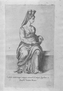 Cavalieri - Cybele Ancient Greece Rome Statue Mythology Etching 1585 - Picture 1 of 1