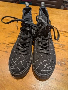 Men's Demonia High Tops With Spider Webs 13 M. Sneeker-250 Halloween - Picture 1 of 6