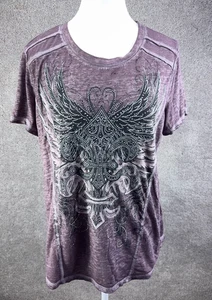 Maurices Womens Rocker Grunge Fitted Studded Tshirt L Goth Biker Alternative Emo - Picture 1 of 12