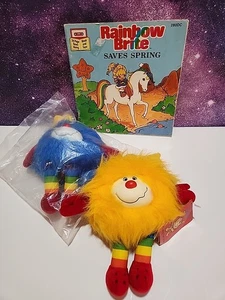 Peluche Mattel 1983 Vintage Arcobaleno Blu Champ Buddy e Rosso Romeo Ragazzo Sprite 7"+ - Foto 1 di 19