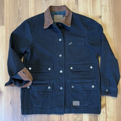 Abrigo Chaqueta Polo Vintage Lauren Jeans Co. Negro Tareas de Granero Pequeño Cuello Gamuza Foto 1 de 4