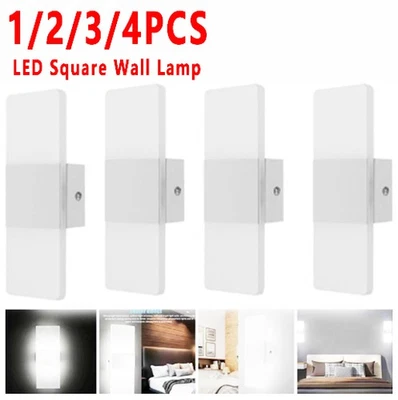 Lámpara LED Moderna Iluminación de Pared Arriba Abajo Cubo Dormitorio Aplique Luz Interior Foto 1 de 4