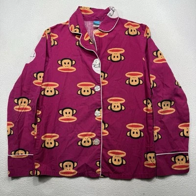 Винтажная женская пижамная рубашка XS Paul Frank в горошек с длинным рукавом на пуговицах - Изображение 1 из 4