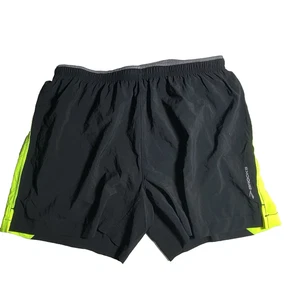 Pantaloncini Brooks nuovi senza etichette uomo taglia media nero giallo fluo visibilità tasca cerniera - Foto 1 di 11