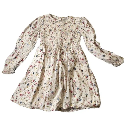 Vestido Gap Niñas Mediano (8) Crema Floral Brillo Metálico Borde Calado Vacaciones Foto 1 de 4