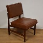 Walnut And Brown Vinyl Slipper Lounge Chair Mid Century Knoll Style