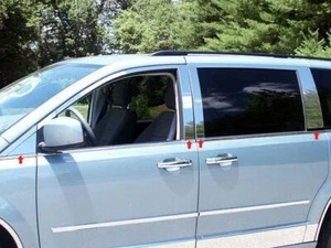 Stainless Steel Pillar Trim 8Pc For 08-16 Chrysler Town & Country - Picture 1 of 4