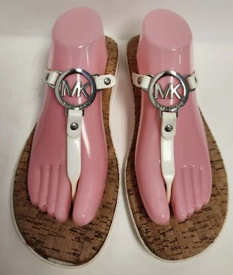 Sandalias planas Michael Michael Kors para mujer, suela de corcho blanca óptica talla 10 Foto 1 de 4