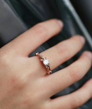 2ct Round Lab-Created Moissanite Ring 14k Rose Gold Plated Leaf Design Solitaire