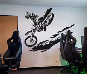 Motocross Dirt Bike Jump Wall Decal. Extreme Sports. Garage Bike Art. #OS_AA193 - Picture 1 of 11