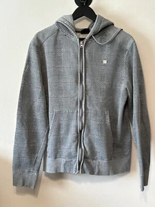 Vintage Y2K Zoo York Argyle kariert grau mit durchgehendem Reißverschluss Hoodie Größe L - Bild 1 von 9