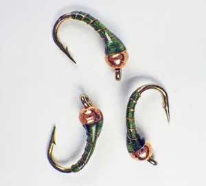 Zebra Midge Tungsten Nymphs Copper BWO - Premium Trout Fly Fishing Flies - Picture 1 of 24